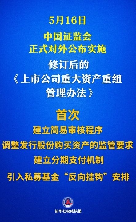 新华鲜报｜事关并购重组！资本市场又一重磅新规落地